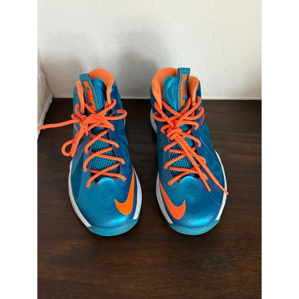 Nike LeBron 10 GS Windchill Blue Diamond Orange Kids Size 6Y